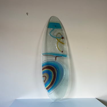 Vintage Art Glass Surf Board Sculpture 