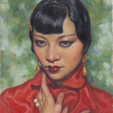 Anna May Wong Portrait, Original Oil Painting by Pat Kelley. Art Deco, Vintage Look, Fashion Art, Beautiful Woman, Contemporary Realism 