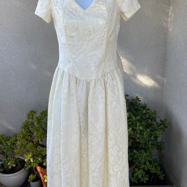 Vintage sweet classic cream lace dress Jessica McClintock Gunne Sax sz 5/6 XS 