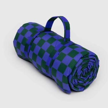 Puffy Picnic Blanket in Iris Green Check