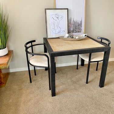 Black & Wicker Parsons Style Dining Table