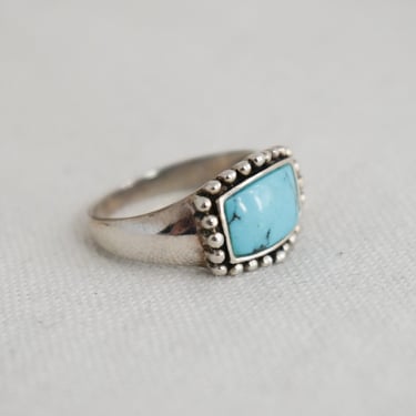 1990s Sterling and Turquoise Ring, Size 10.25 