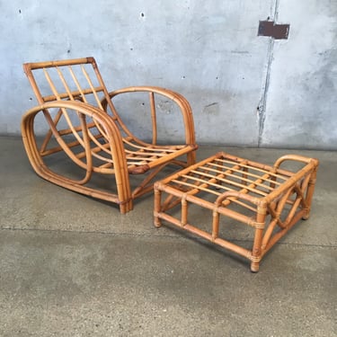 Mid Century Lounge Chair and Ottoman With Arms