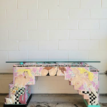 Vintage Ceramic Console Table and Mirror