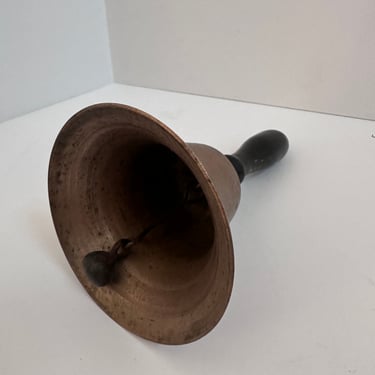 Antique Wood Handled Brass School Bell 