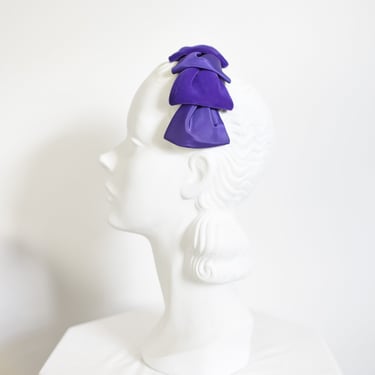 60s Purple Velvet Headband Hat 