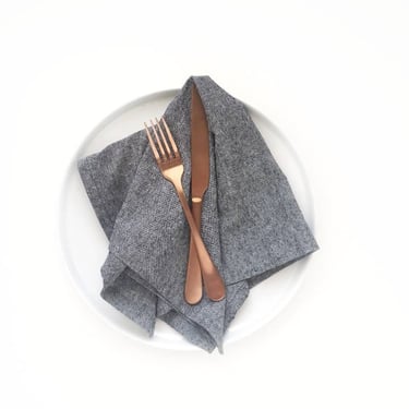 Black Linen Napkins, Charcoal Gray Linen Napkins, Black Cloth Napkins, Black Chambray Napkins 