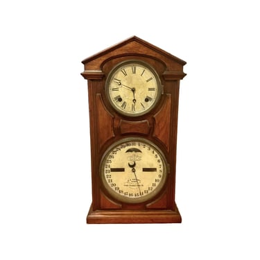 1800s Antique ITHACA 8 Day Double Dial SETH THOMAS Bell Strike Carved Walnut Case Time Calendar Table Mantle Clock