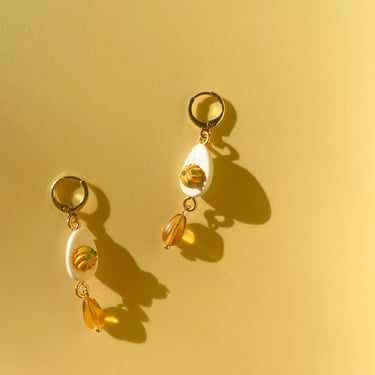 Deviled Egg Huggie Earrings