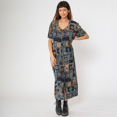 chinese dress ladies The Dark Blue Maxi Denim Shirt Dress main image 1