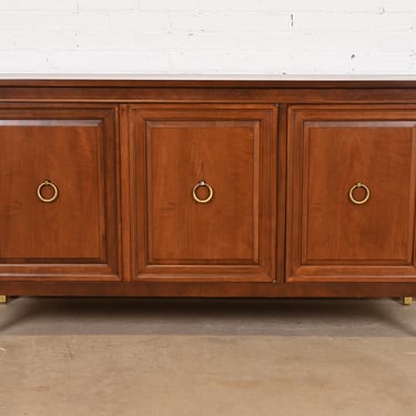 Baker Furniture Mid-Century French Regency Cherry Wood Sideboard or Bar Cabinet, Newly Refinished