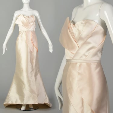 Large Eleni Elias Formal Gown Minimalist Strapless Asymmetric Wedding Dress Elegant Train 