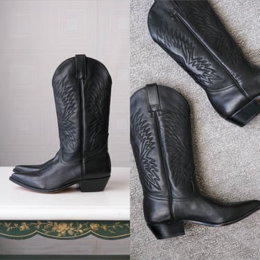 SEYCHELLES Black on Black Leather Cowgirl Western Boots Unworn without Box | Made in Mexico | Size 6B | Y2K Designer Cowgirl Western Boots 