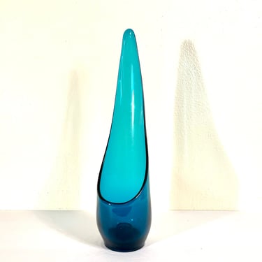 Rare 60s Vintage Mid Century Modern Viking Glass Bluenique Taperglow Swung Candleholder 