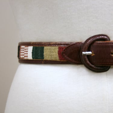 1980s Guatemalan Belt with Oxblood Leather 
