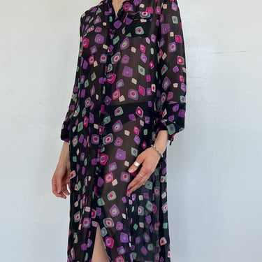 Armani Geo Shapes Sheer Silk Dress (S)