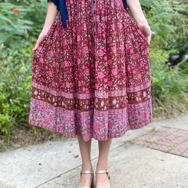 Pink Garden Sunset Indian Cotton Skirt