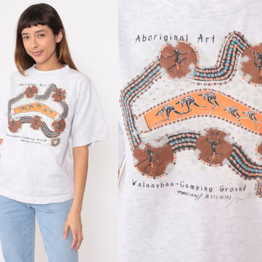 Aboriginal Artwork Shirt Walaaybaa Australia Shirt Y2K Kangaroo TShirt Camping Art Shirt Vintage Retro Graphic Shirt 00s Grey Small S 
