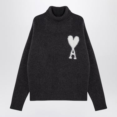 Ami Paris Dark Grey Ami De Coeur Turtleneck Sweater Women