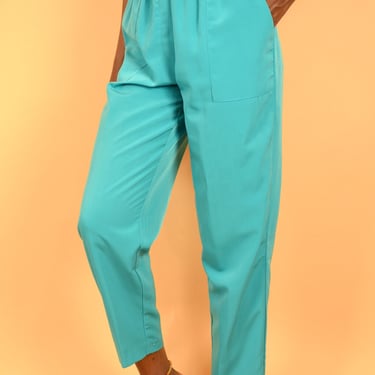 Vintage Turquoise High Rise Slim Fit Relaxed Pants / Small 