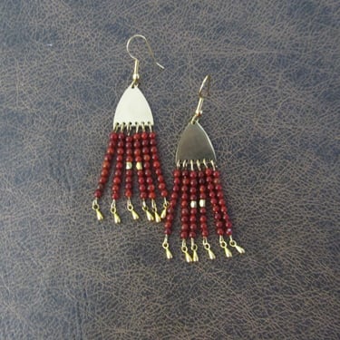 Orange agate seed bead earrings 