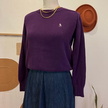 Oakbrook 90s Vintage Purple Horse Riding Cotton Pullover Crewneck Sweater 