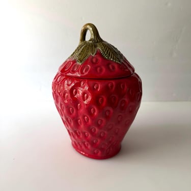Vintage Ceramic Strawberry Jar - 9” 