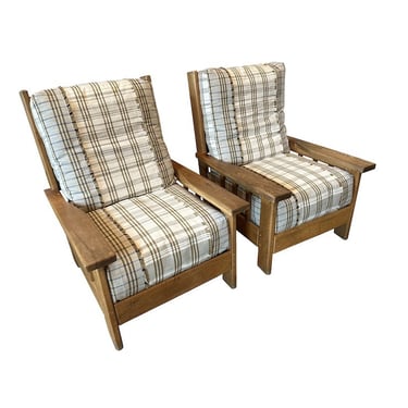 Pair of Oak Lounge Chairs, France, 1950’s