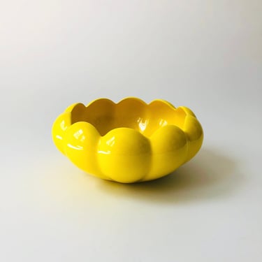 Vintage Scalloped Yellow Ceramic Bowl 