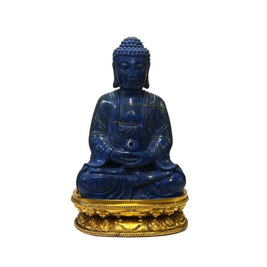 Oriental Blue Gem Stone Carved Sitting Meditation Buddha Statue ws2553E 