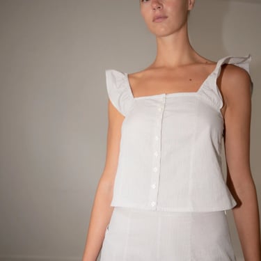 Bea Top - Brown Pinstripe