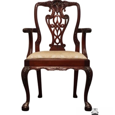 HIGH END VINTAGE Solid Mahogany Traditional Chippendale Style Dining Arm Chair 