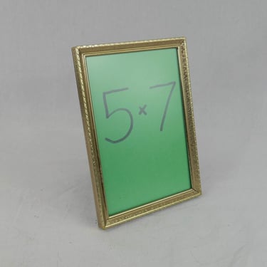 Vintage Picture Frame - Gold Tone Metal w/ Non-Glare Glass - Tabletop or Wall - Holds 5