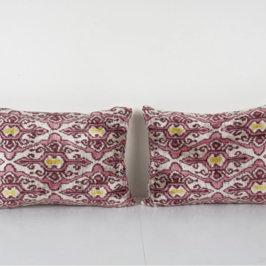 Pale Pink Uzbek Ikat Velvet Pillowcase   | 16" x 22"