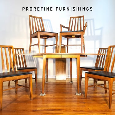 Mid Century United Furniture Dining Table and Six Chairs 