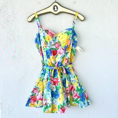 Vintage 1950s style Gabar Swimsuit Playsuit Dress 70s 80s Bathing Suit Playsuit Swim One Piece 