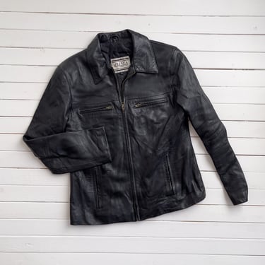 black leather jacket 90s vintage leather coat 