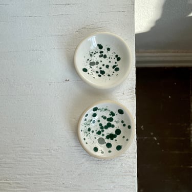 Ceramic Ring Dish. The Object Enthusiast. Green Splatter Porcelain Ring Dish. Ceramic Porcelain Trinket Dish. White Ceramic Jewelry Dish. 