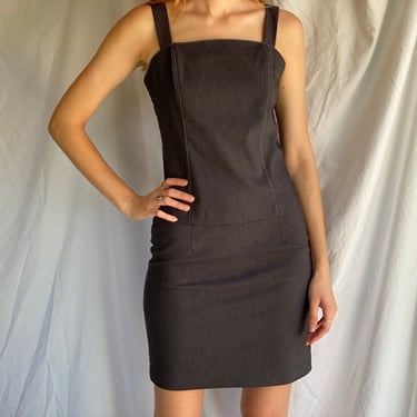 90s Charcoal Dress / y2k Smart Dress Set / Sumer Suit Stretchy Skirt and Tank Top / Hourglass Dress / Rachel Green Work Wardrobe / Body Con 