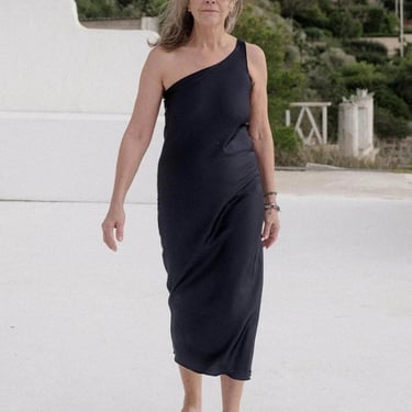 One Strap Dydine Dress in Dark Navy - Baserange