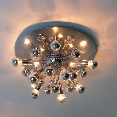 Sputnik Space Age Ceiling Lamp or Wall Sconce By Gaetano Sciolari For Boulanger,  Italy 60's Chromed              Atomic Vintage Flush Mount 