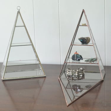 Polaris Pyramid Display Box - glass pyramid - jewelry box - hinged - silver or copper - eco friendly 