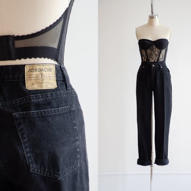 high waisted jeans | 90s vintage Jordache black skinny straight leg jeans 
