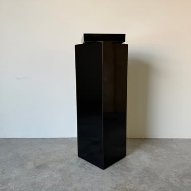 80's Postmodern Black Laminate  Pedestal with Swivel Top 