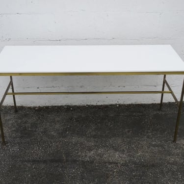 Paul McCobb for Directional White Vitrolite Glass Top Low Console Table 5187