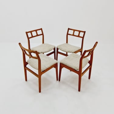 Vintage Danish solid teak dining chairs By Uldum, 1960s, Set of 4 