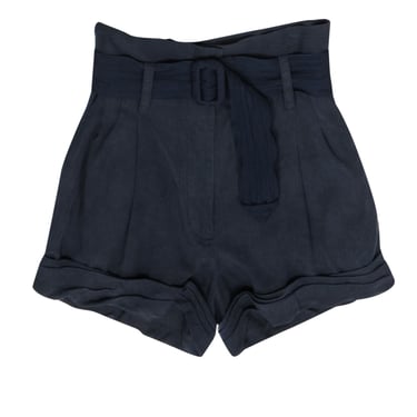 3.1 Phillip Lim - Navy High Waisted Belted Paperbag Shorts Sz 4