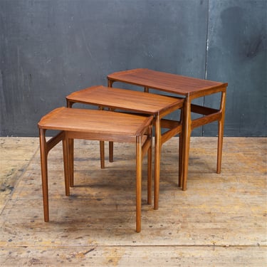 Vintage 1950s Danish Teak Nesting Tables by Erling Torvits for Heltborg Møbler Mid-Century Scandinavian Design 