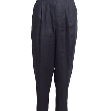 ISSEY MIYAKE PLANTATION- 1980s Black Linen Pants, Size 8