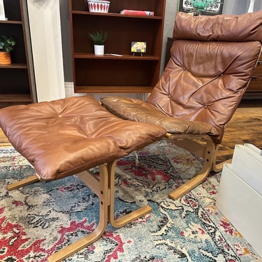 ‘Siesta’ Lounge Chair in Cognac Brown Leather by Ingmar Relling for Westnofa of Norway